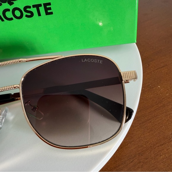 WOW🔥 LACOSTE🐊 17377 Light Brown Pilot Aviator Gold Brand Club Unisex Sunglasses. - Picture 15 of 16